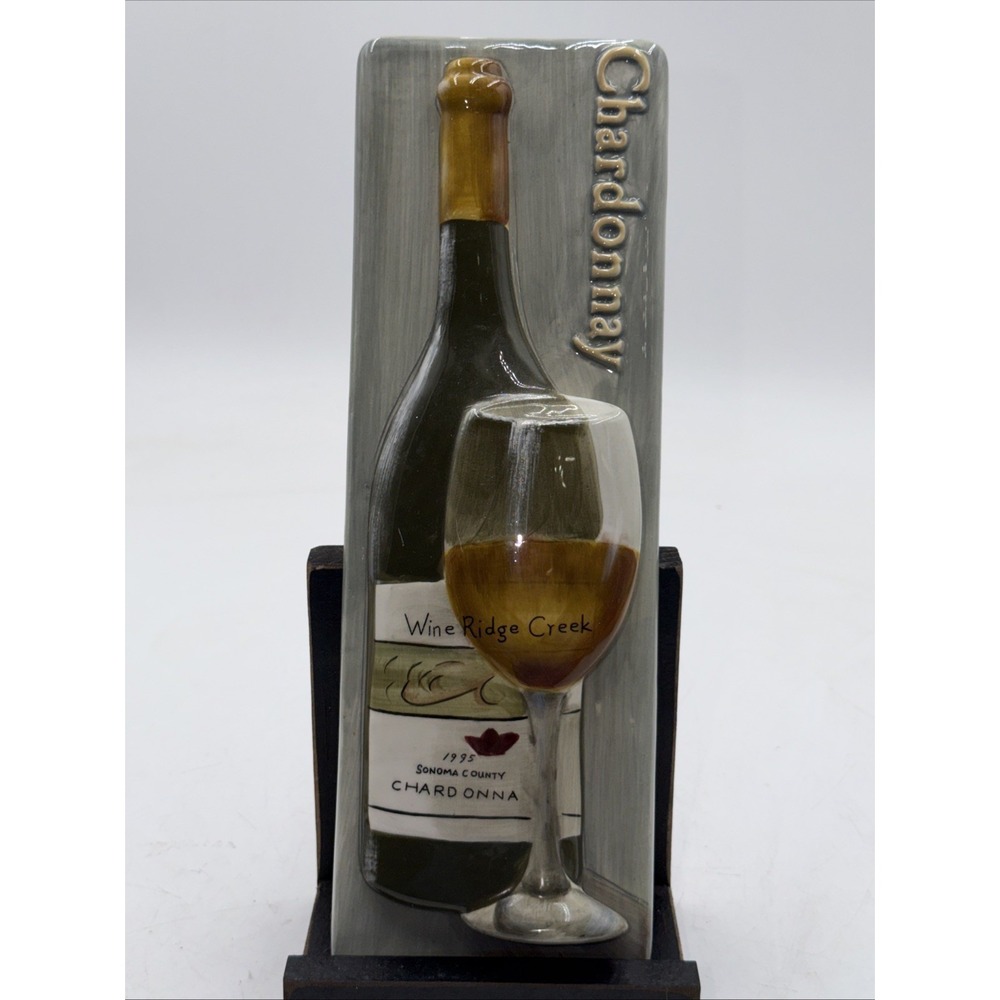 2 Dimensional Ceramic Wall Plaque Art Wine Ridge Creek Chardonay NEW
